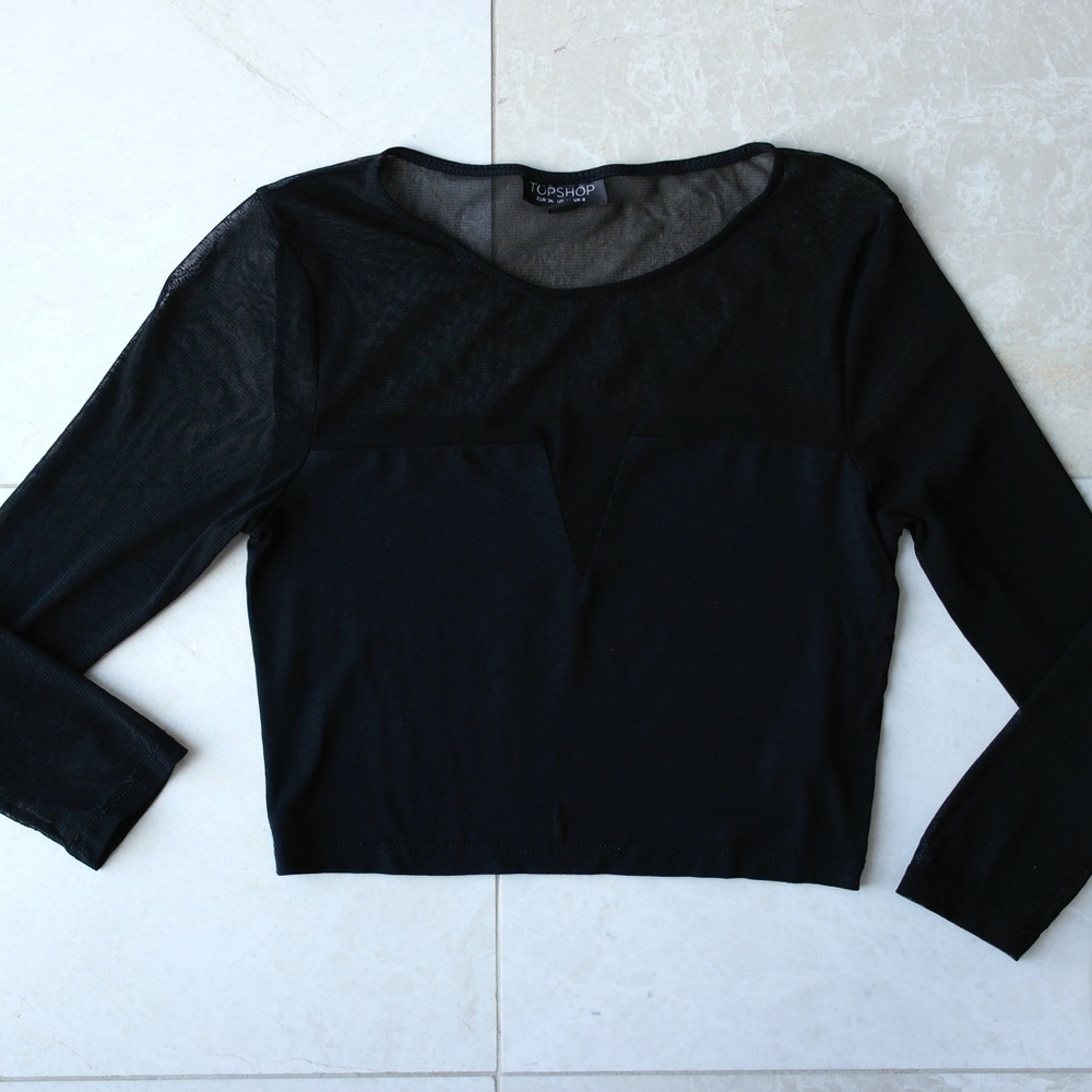Topshop black sheer crop top